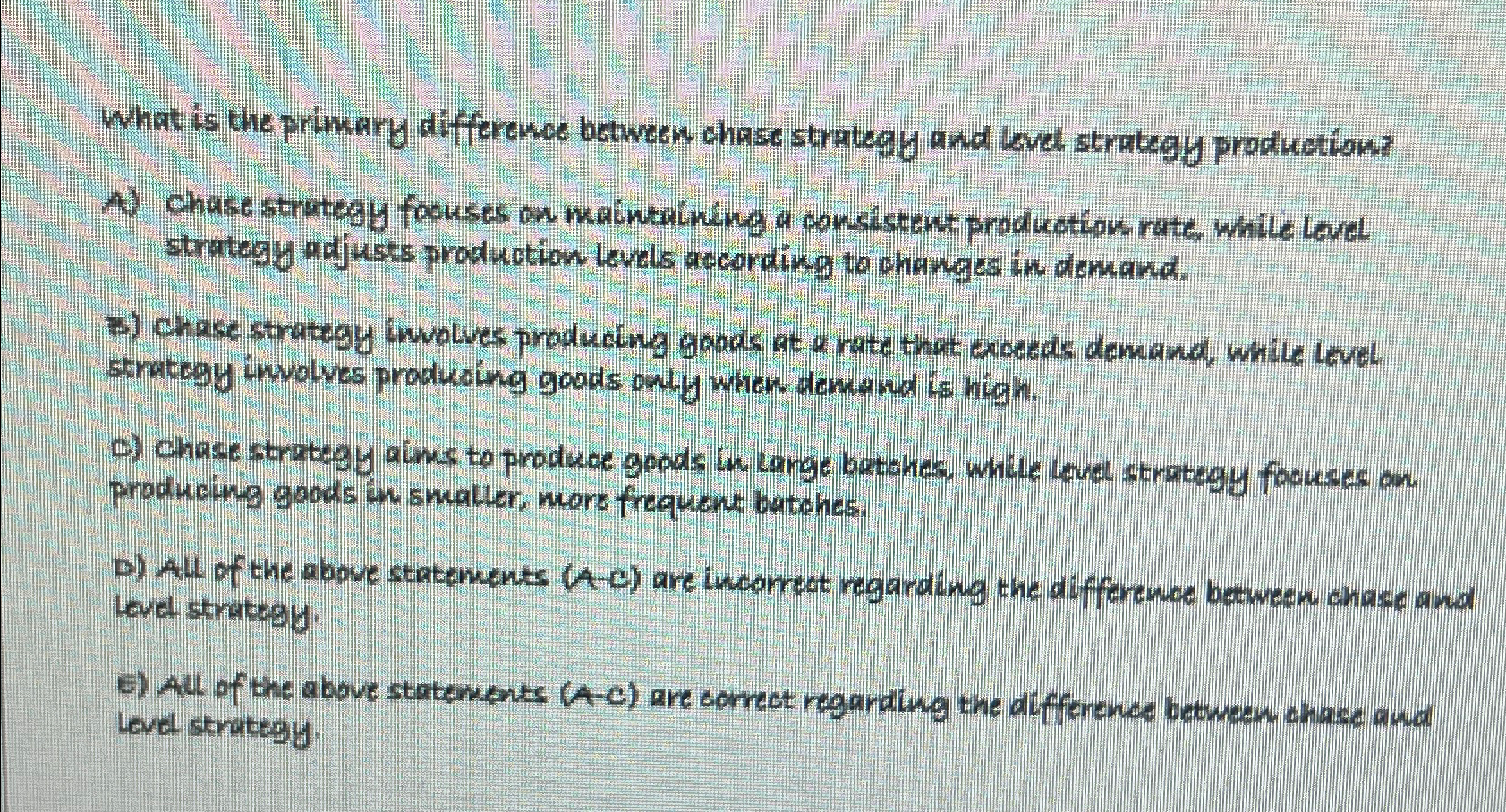  What is the priwary difference between chase strategy and level strategy