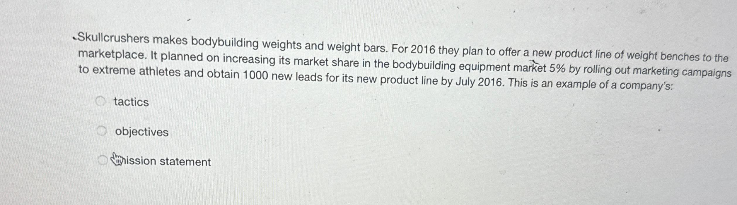 -Skullcrushers makes bodybuilding weights and weight bars. For 2016 they plan
