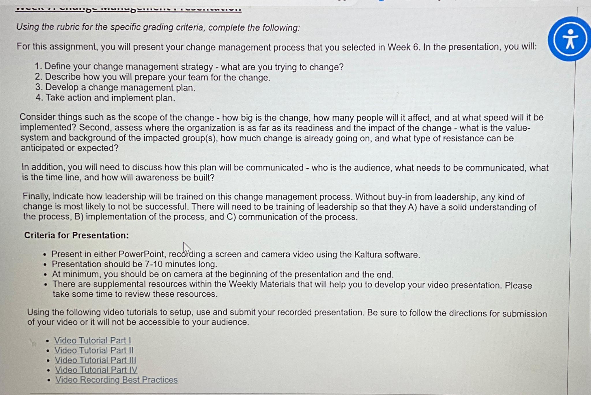  Using the rubric for the specific grading criteria, complete the following: