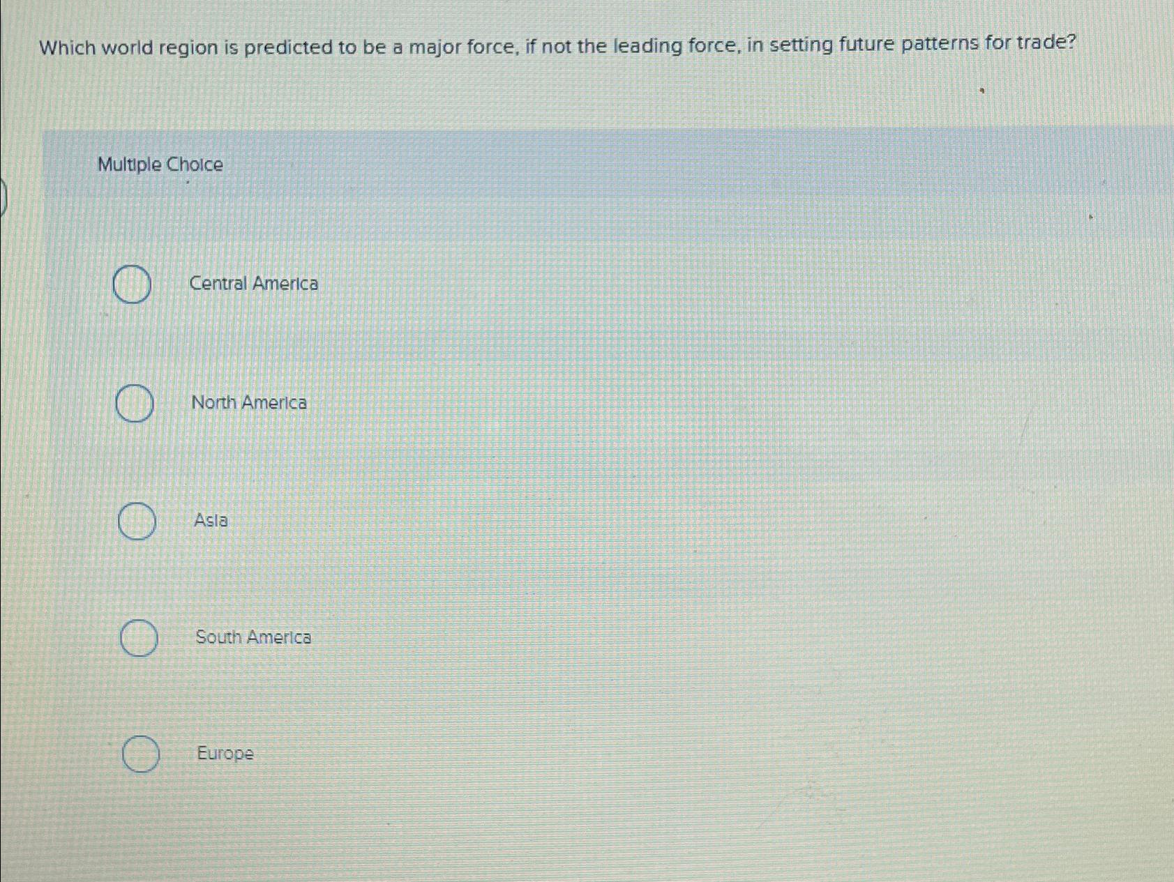  Which world region is predicted to be a major force, if