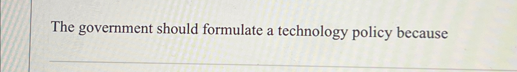  The government should formulate a technology policy because 