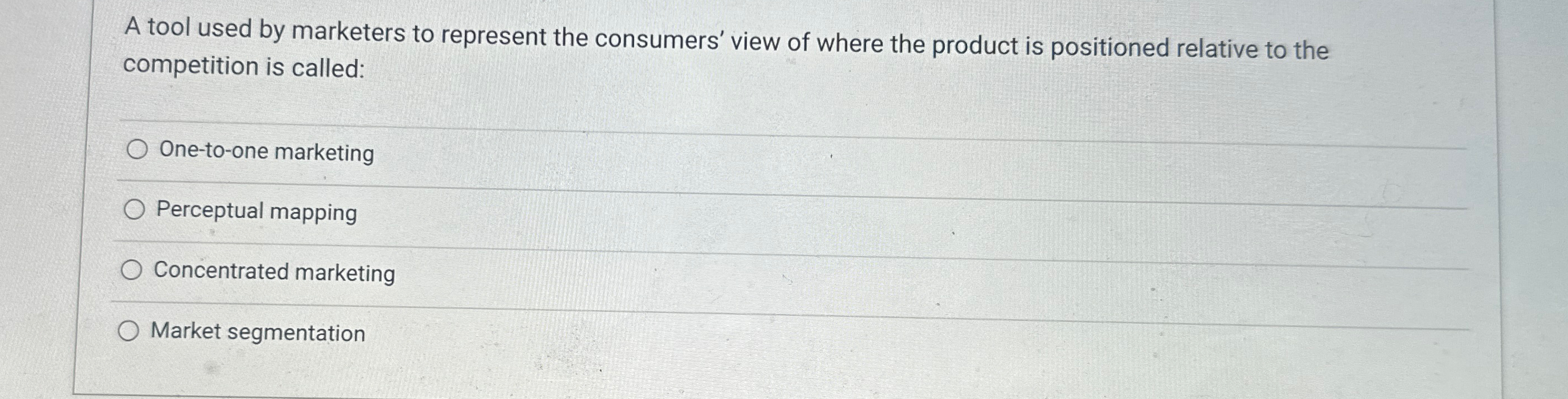  A tool used by marketers to represent the consumers' view of