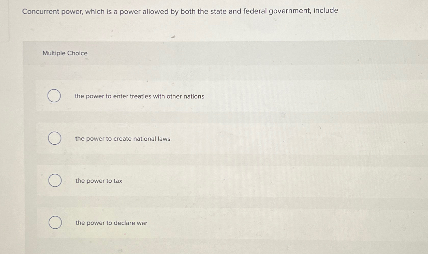  Concurrent power, which is a power allowed by both the state