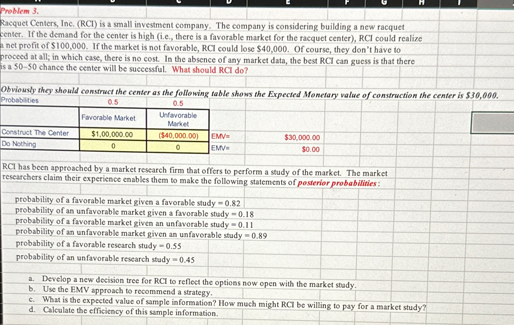  Problem 3. Racquet Centers, Inc. (RCI) is a small investment company.