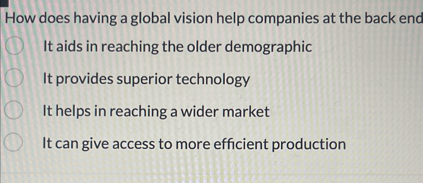  How does having a global vision help companies at the back