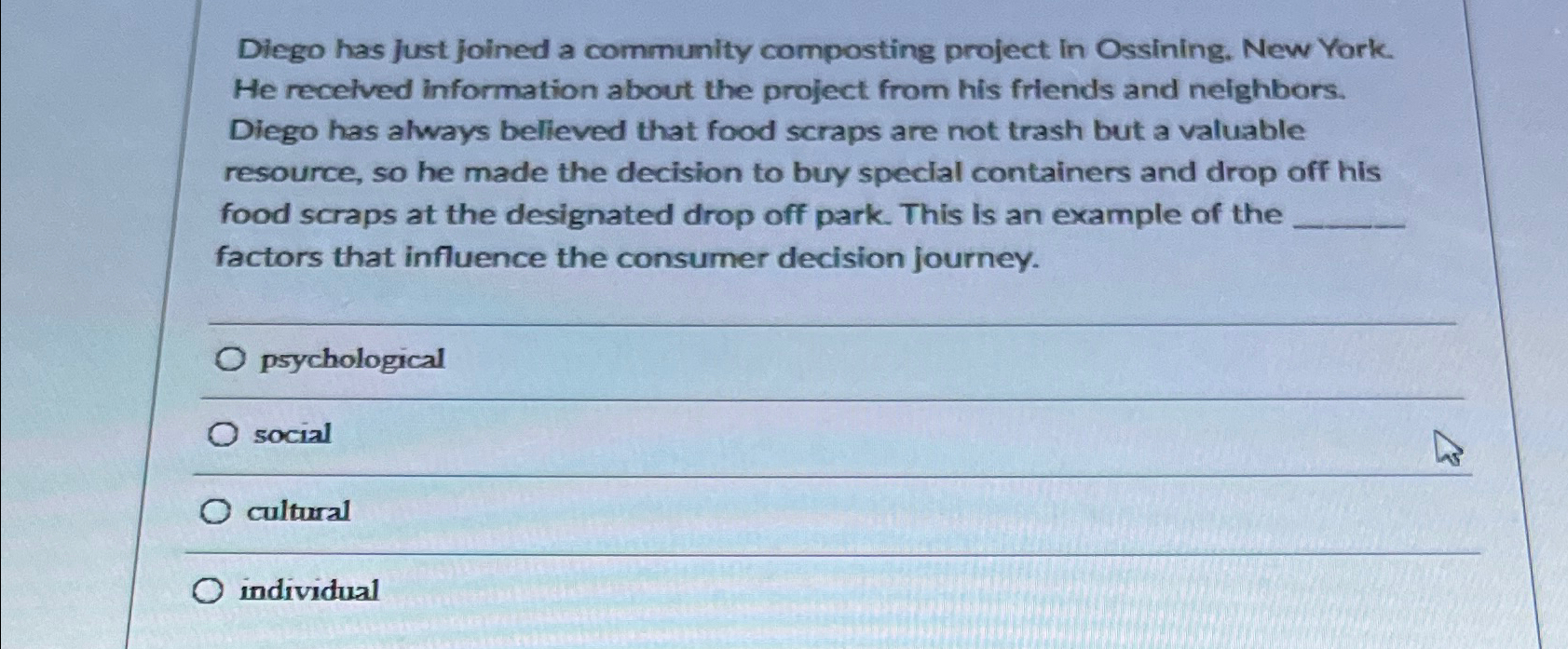  Diego has Just joined a community composting project in Ossining. New