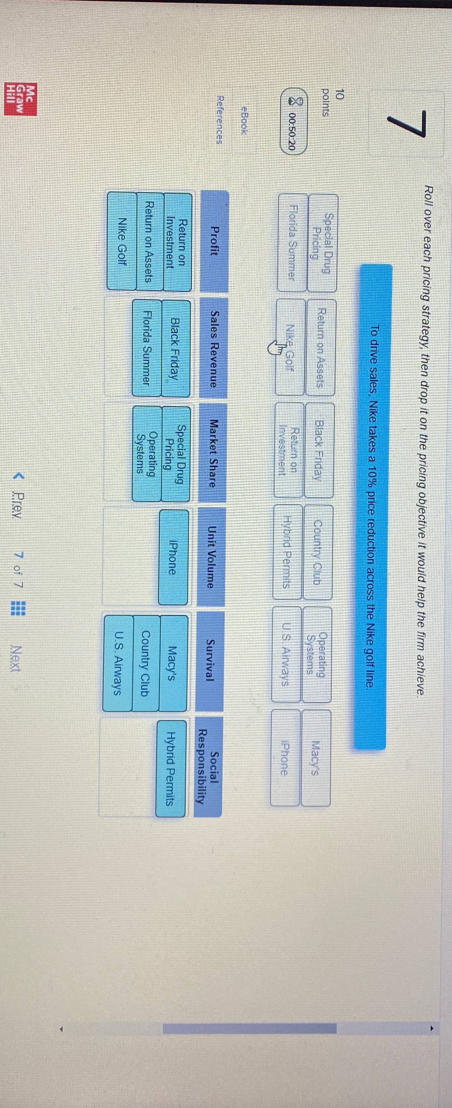  Roll over each pricing strategy, then drop it on the pricing