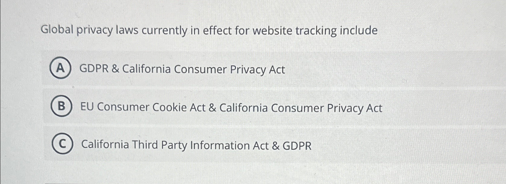  Global privacy laws currently in effect for website tracking include GDPR