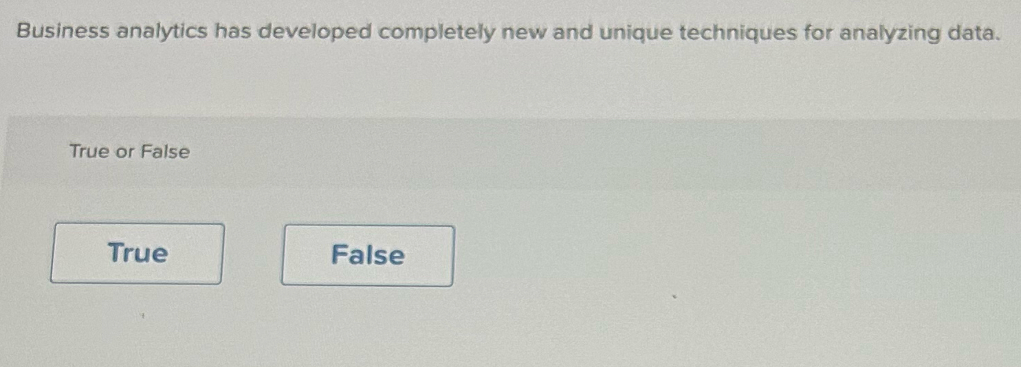 Business analytics has developed completely new and unique techniques for analyzing