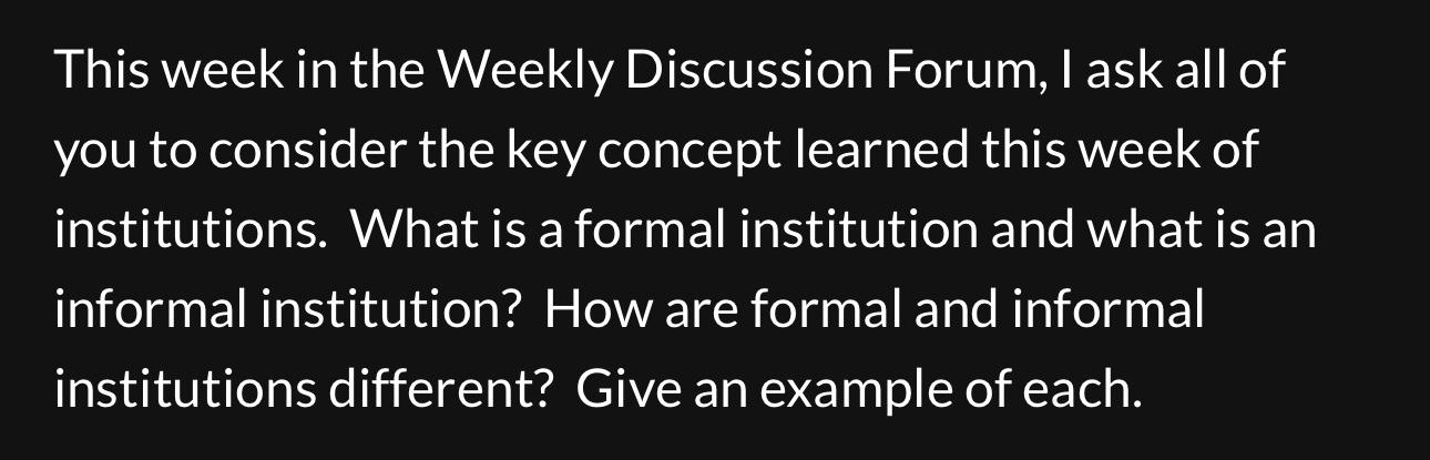  This week in the Weekly Discussion Forum, I ask all of