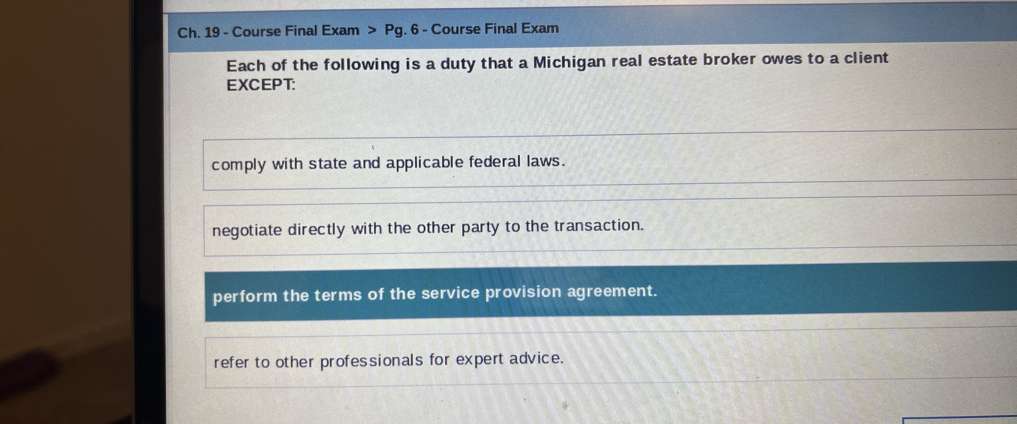  Ch.19- Course Final Exam > Pg.6- Course Final Exam Each of