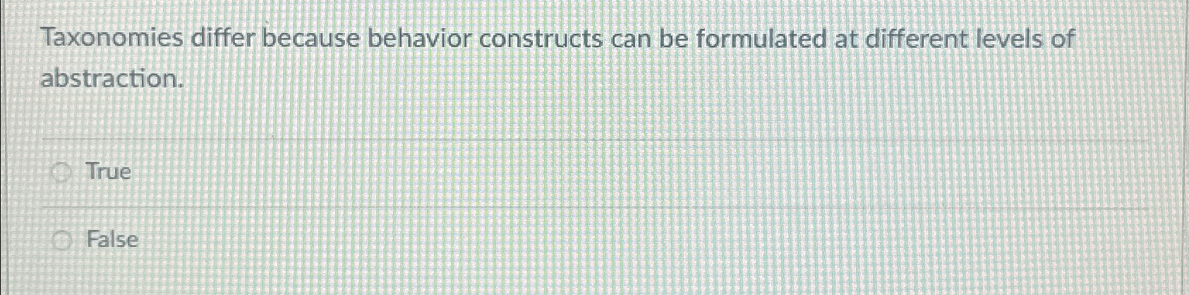  Taxonomies differ because behavior constructs can be formulated at different levels