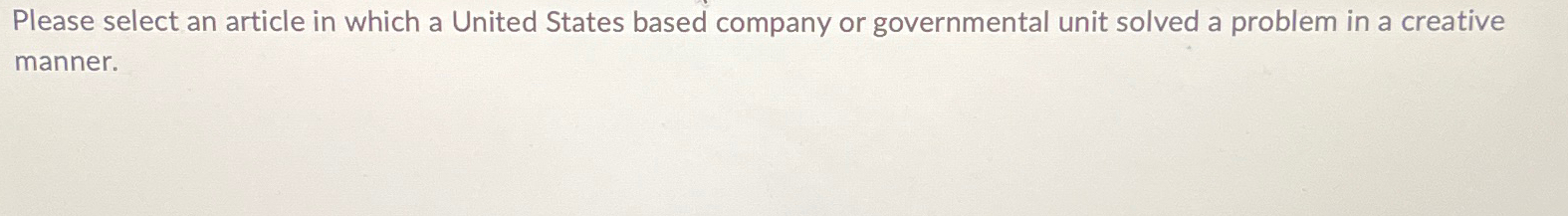  Please select an article in which a United States based company