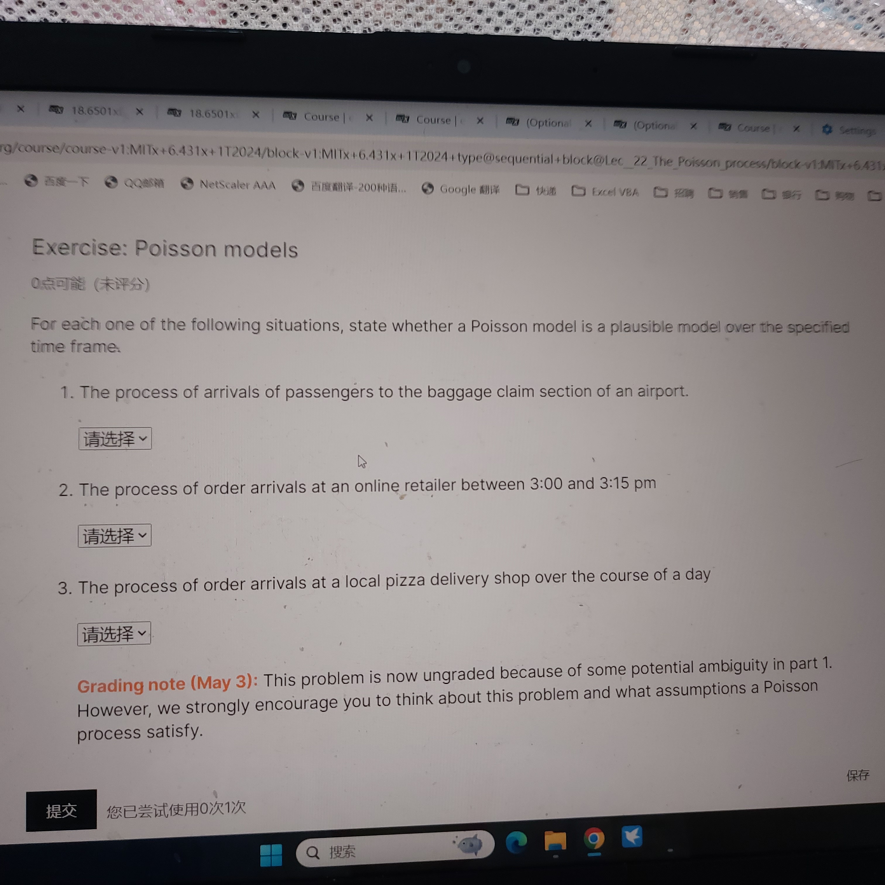  Exercise: Poisson models 0(*) For each one of the following situations,