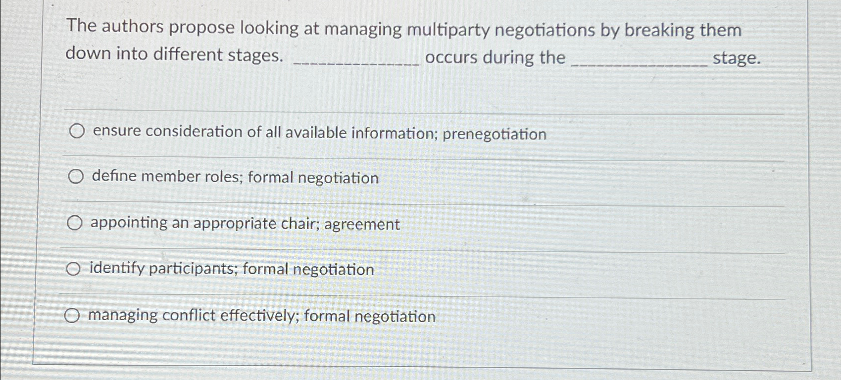  The authors propose looking at managing multiparty negotiations by breaking them