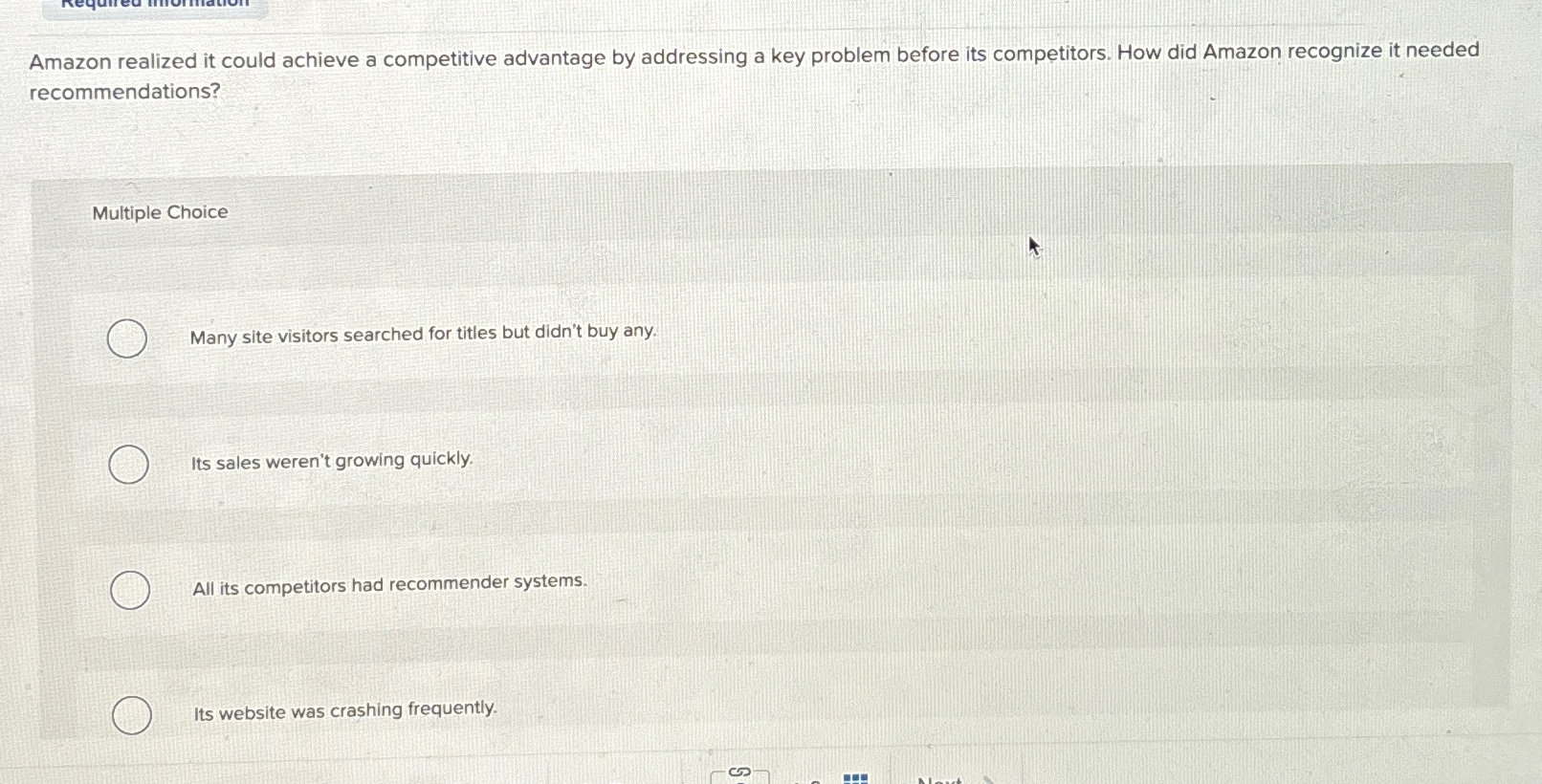  Amazon realized it could achieve a competitive advantage by addressing a