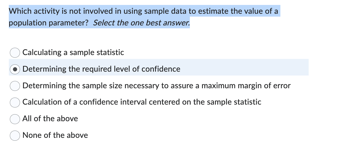  Which activity is not involved in using sample data to estimate
