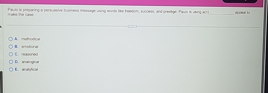  Paulo is preparing a persuasive business message using words like freedom,