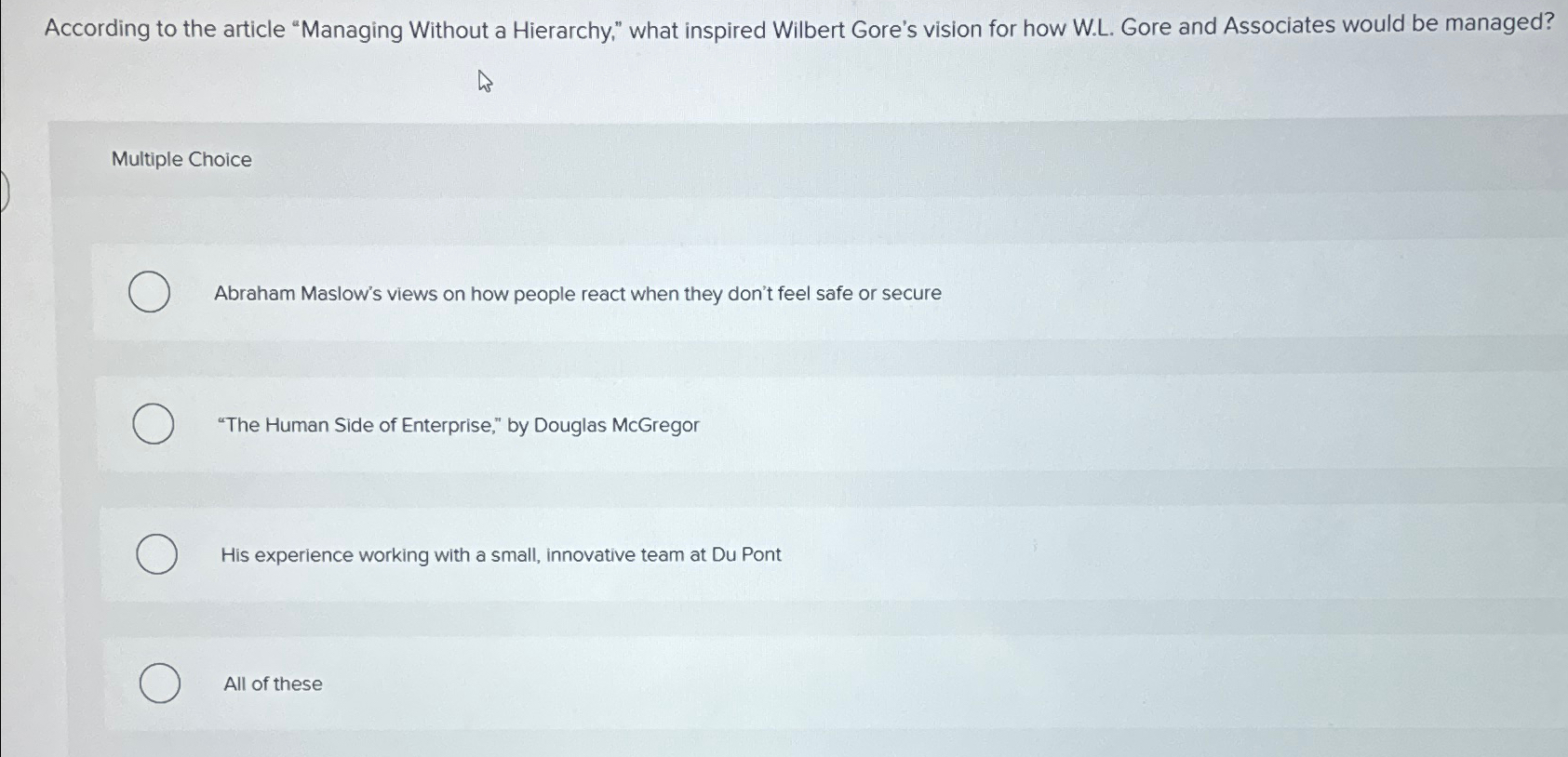  According to the article "Managing Without a Hierarchy," what inspired Wilbert