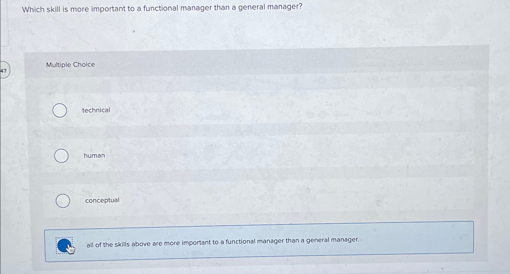  Which skill is more important to a functional manager than a
