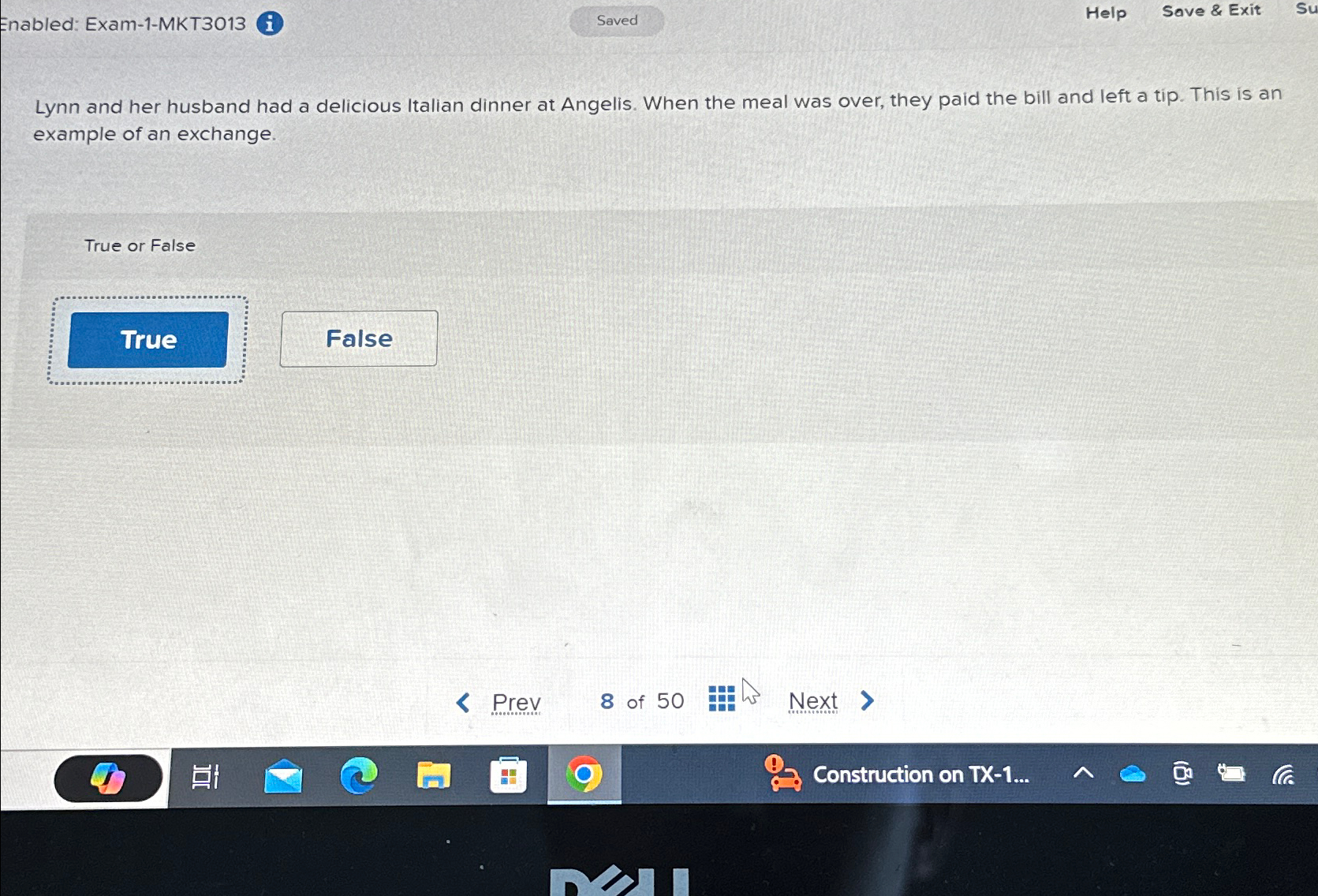  Enabled: Exam-1-MKT3013(i) Help Save & Exit Lynn and her husband had