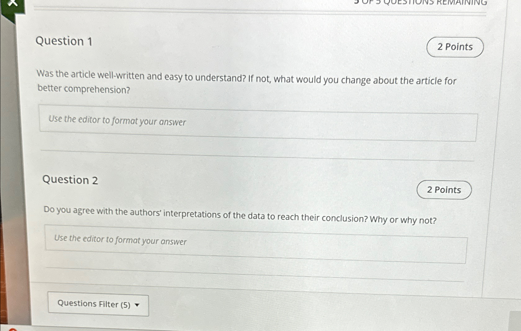  Question 1 Was the article well-written and easy to understand? If