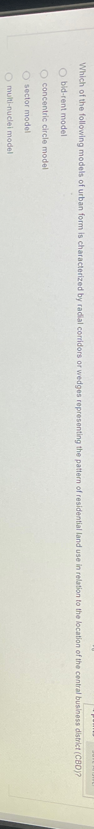  bid-rent model concentric circle model sector model multi-nuclei model 