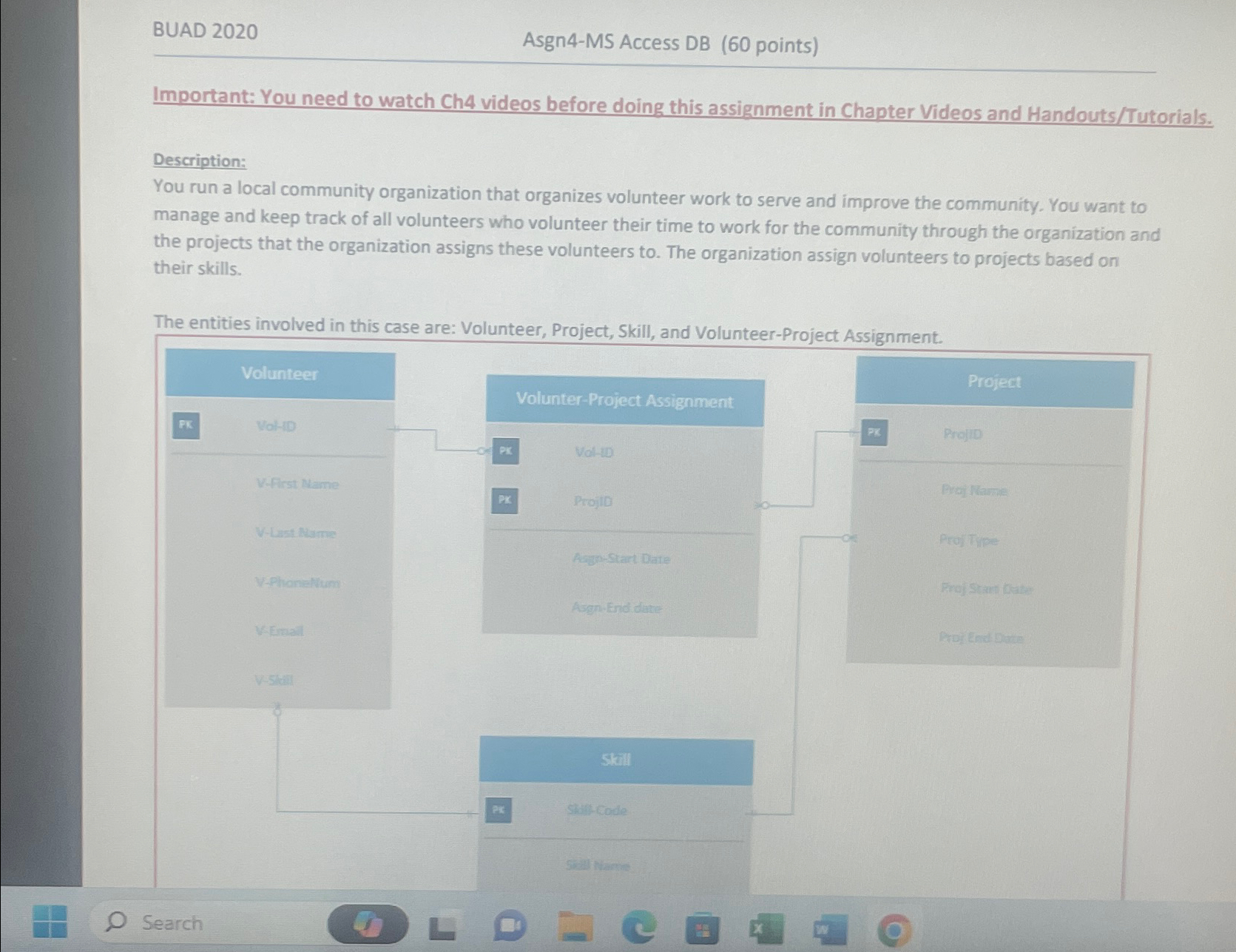  BUAD 2020 Asgn4-MS Access DB (60 points) Important: You need to