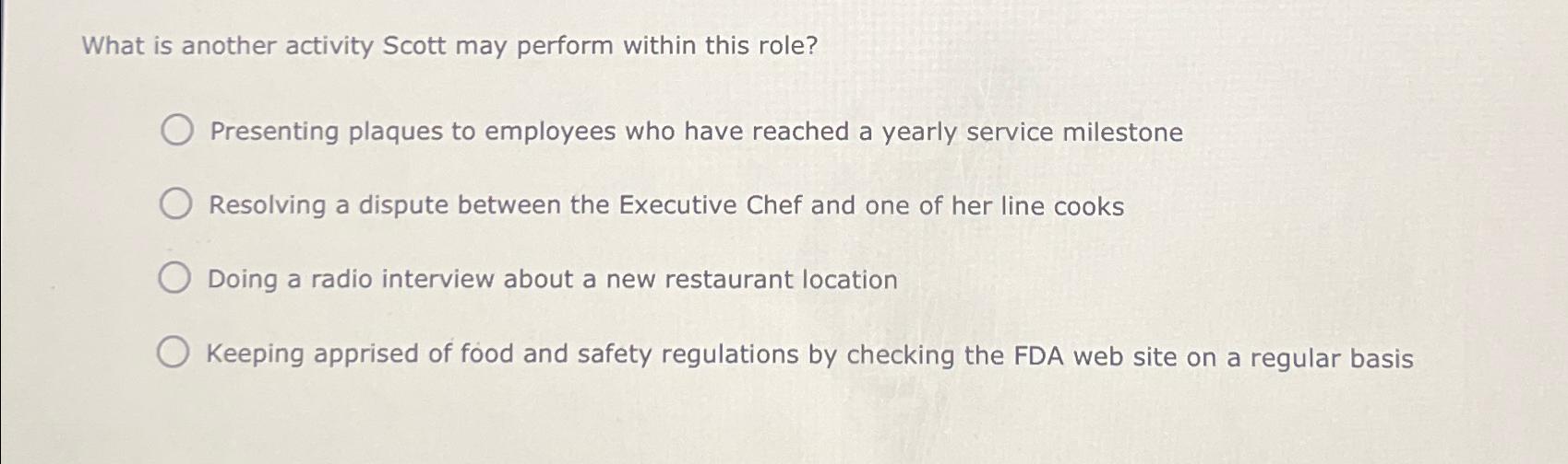  What is another activity Scott may perform within this role? Presenting