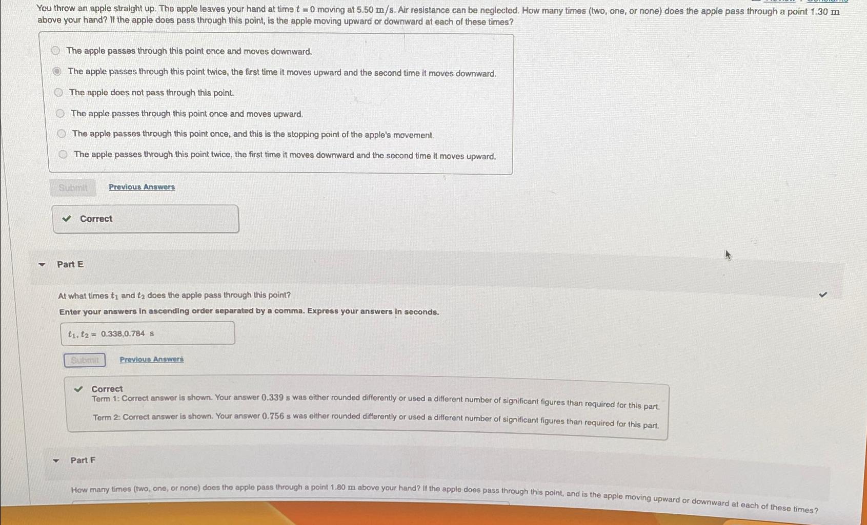  above your hand? If the apple does pass through this point,