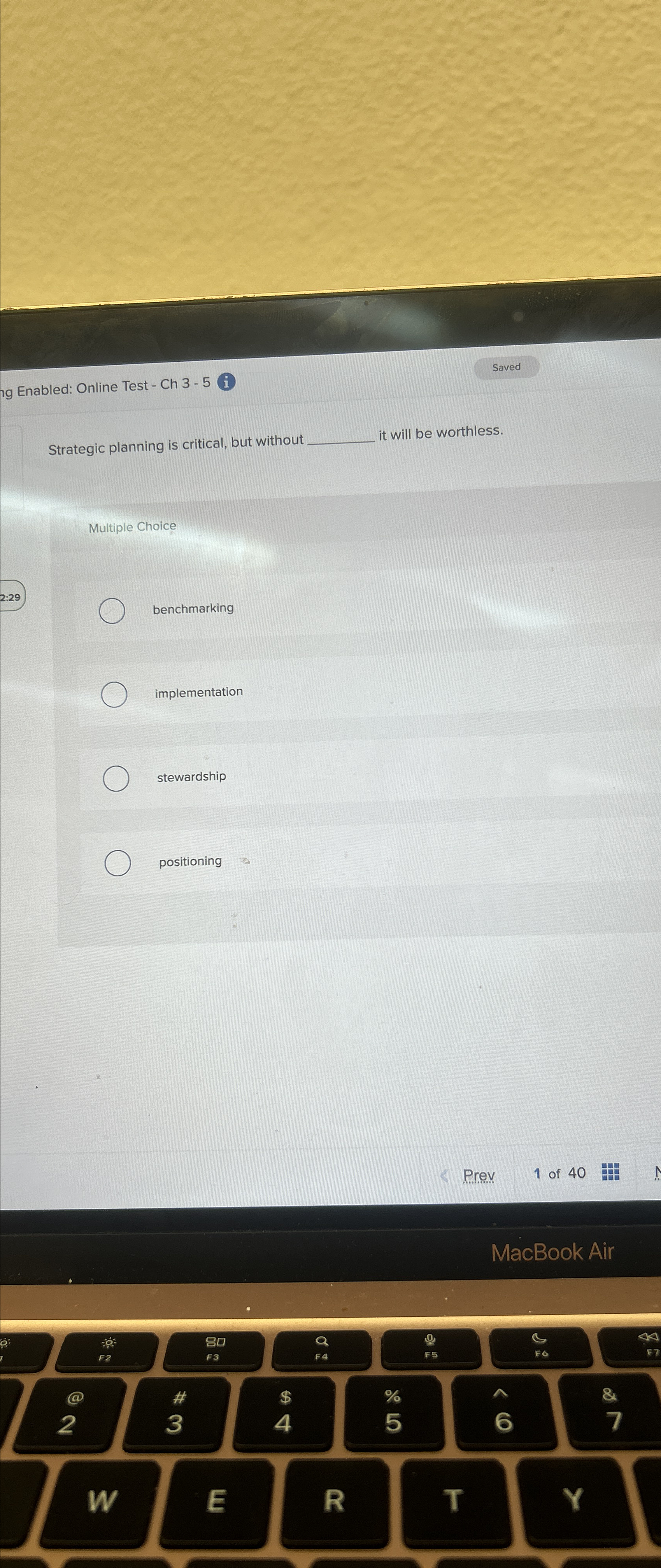  Enabled: Online Test - Ch 3-5 Strategic planning is critical, but