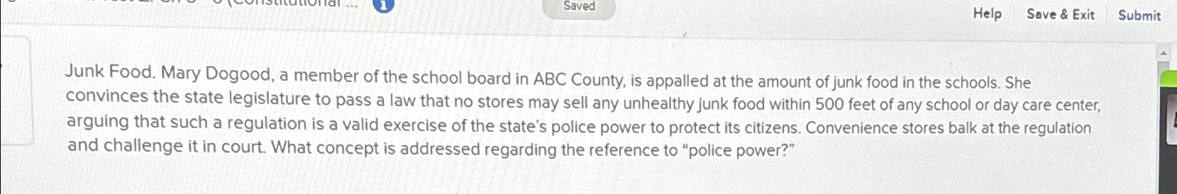  Saved Help Save & Exit Submit Junk Food. Mary Dogood, a