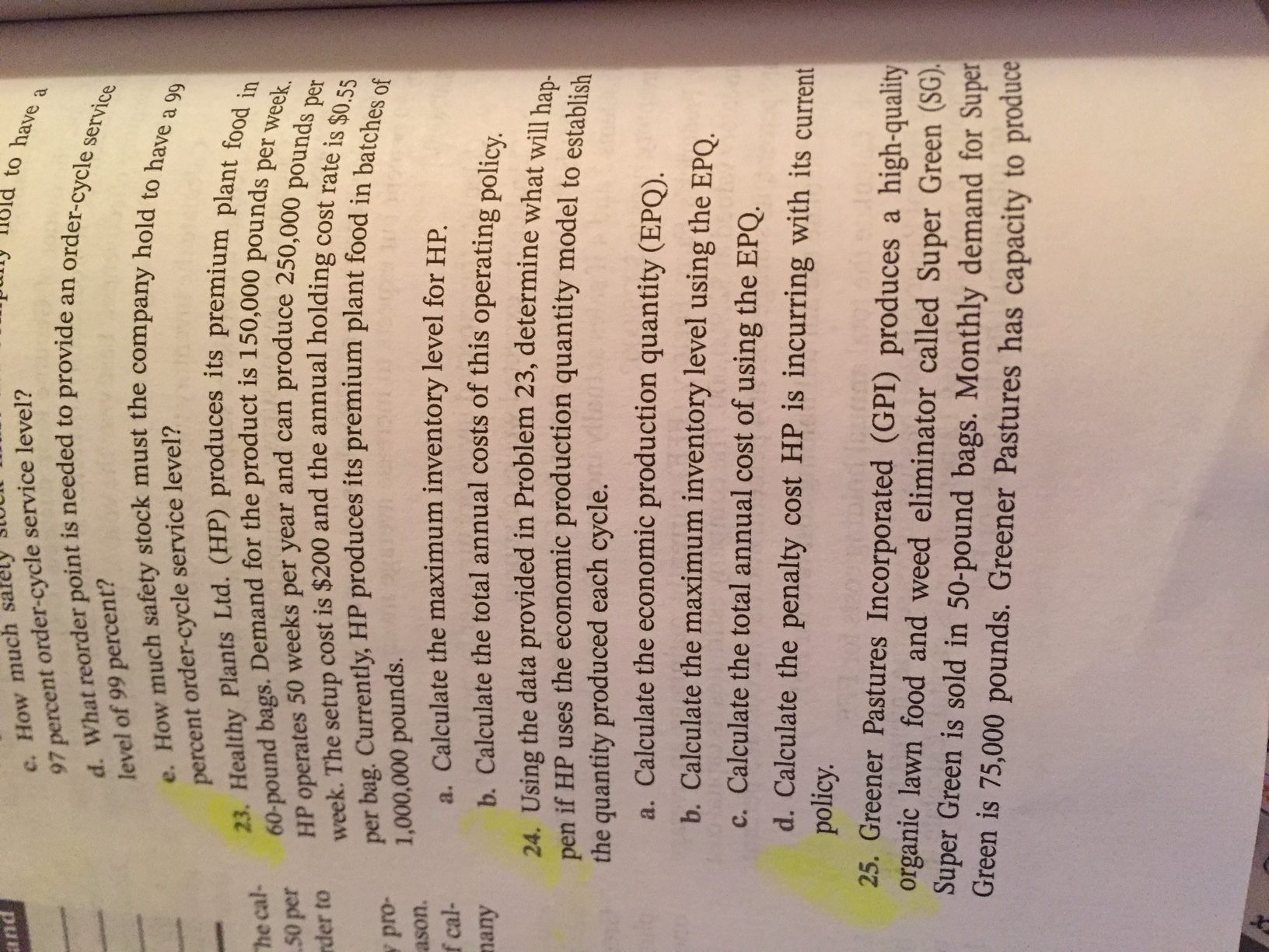 97 percent order-cycle service level? d. What reorder point is needed