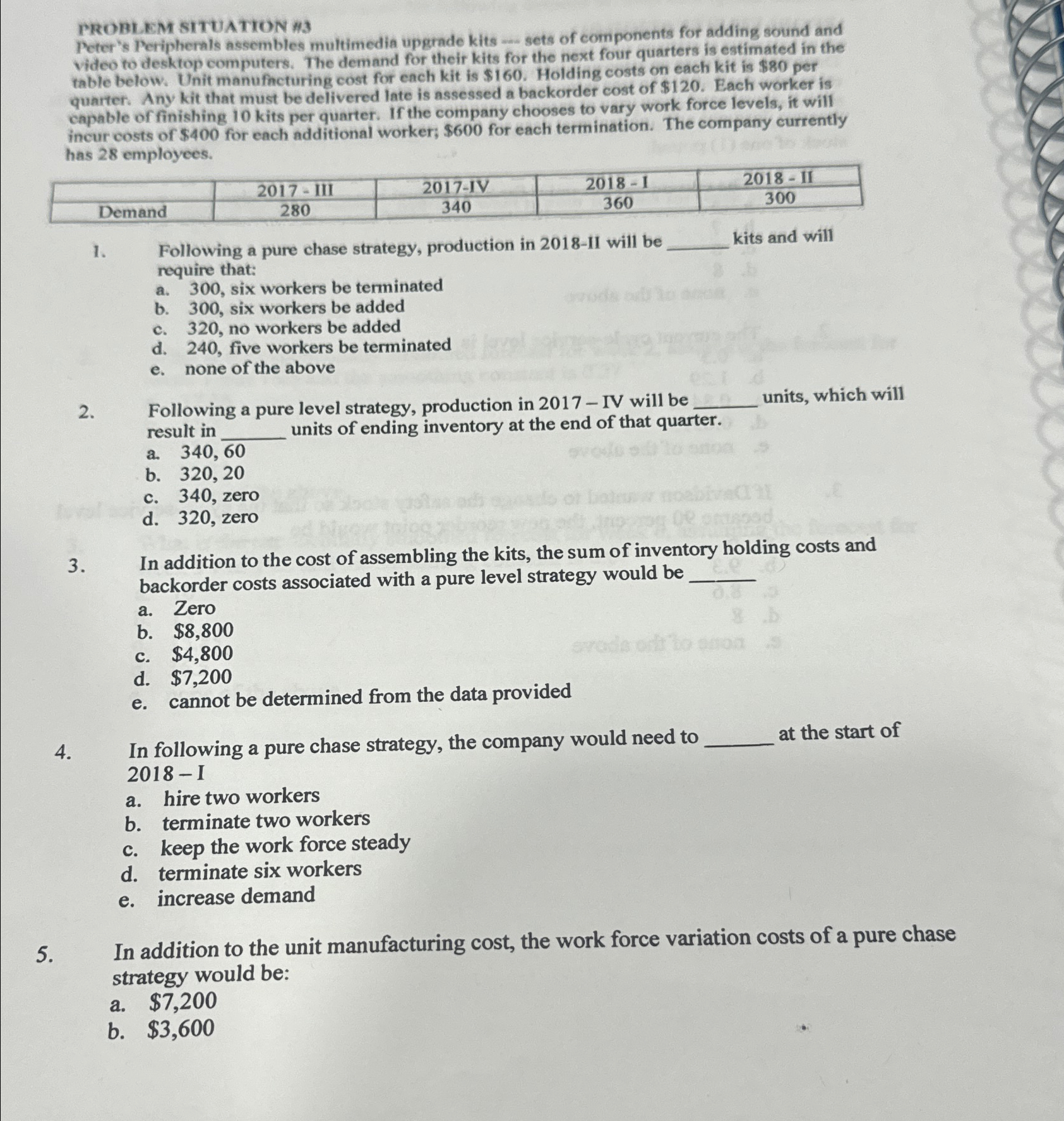  PROBLEM SITUATION 43 Peter's Peripherals assembles multimedia upgrade kits -.. sets