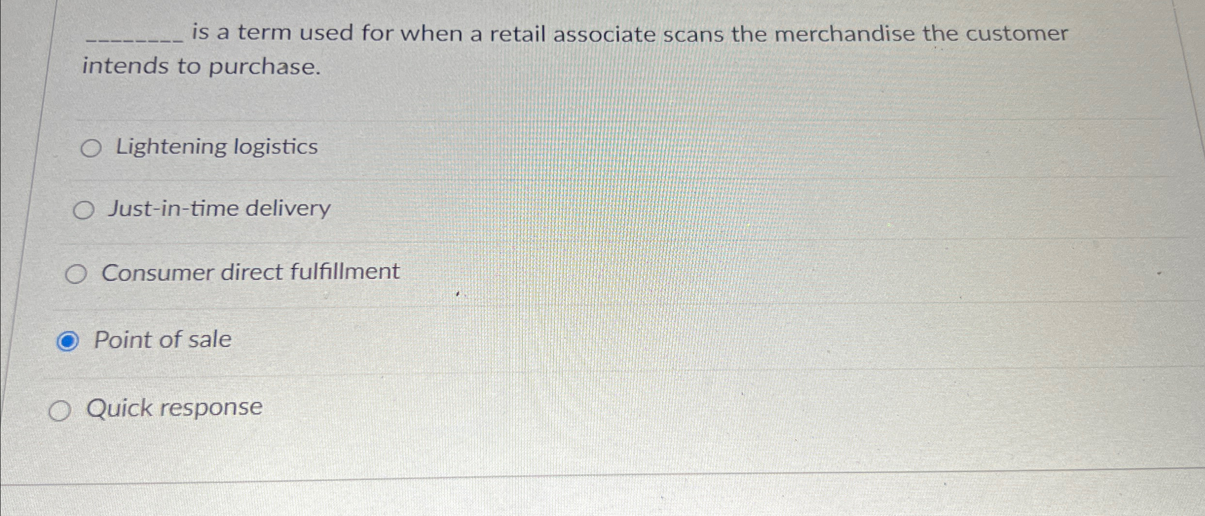  q, is a term used for when a retail associate scans