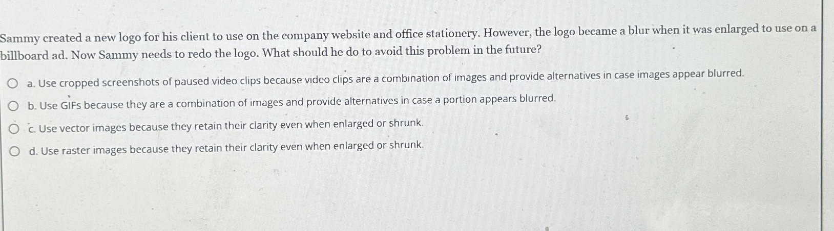  Sammy created a new logo for his client to use on