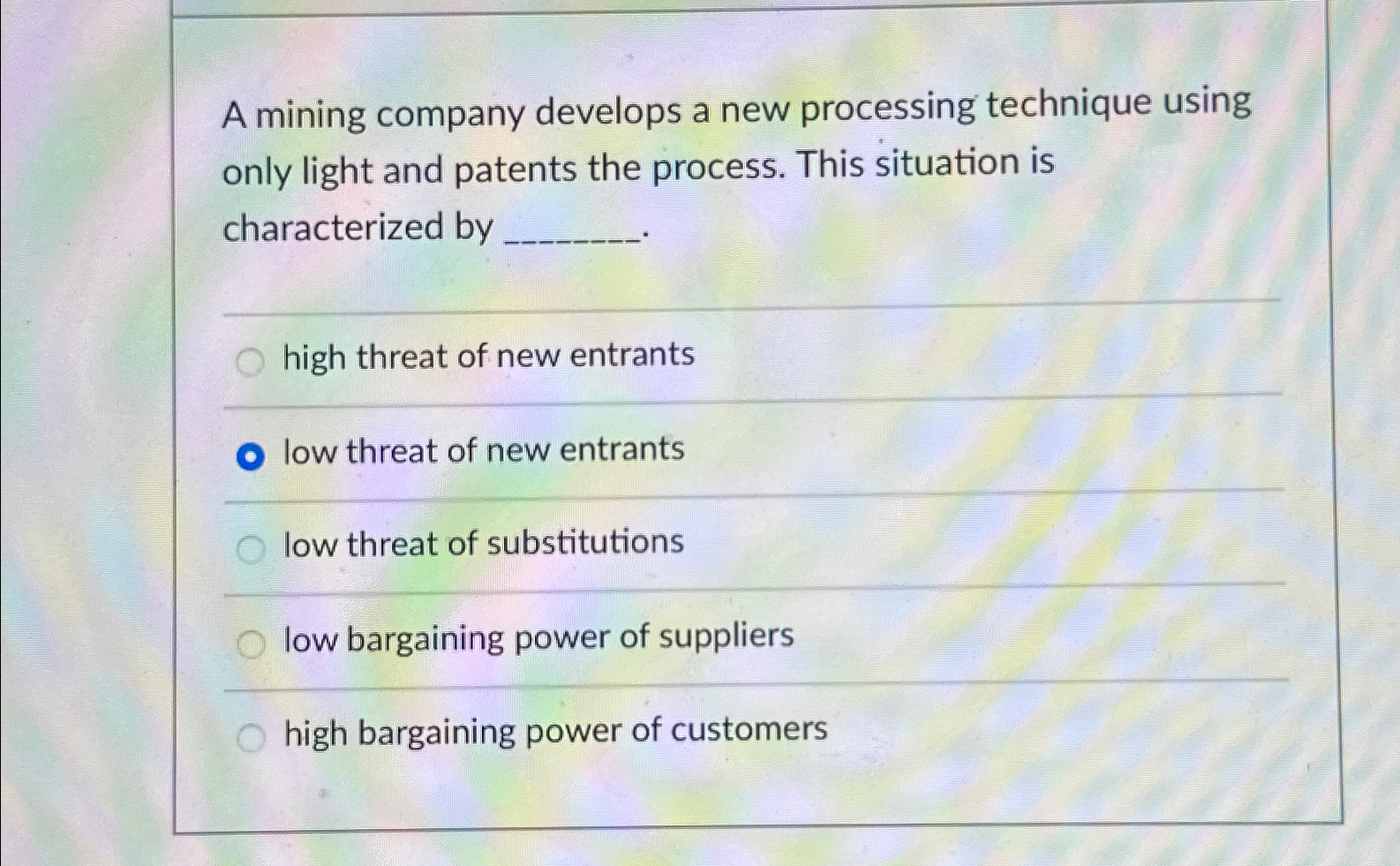 A mining company develops a new processing technique using only light