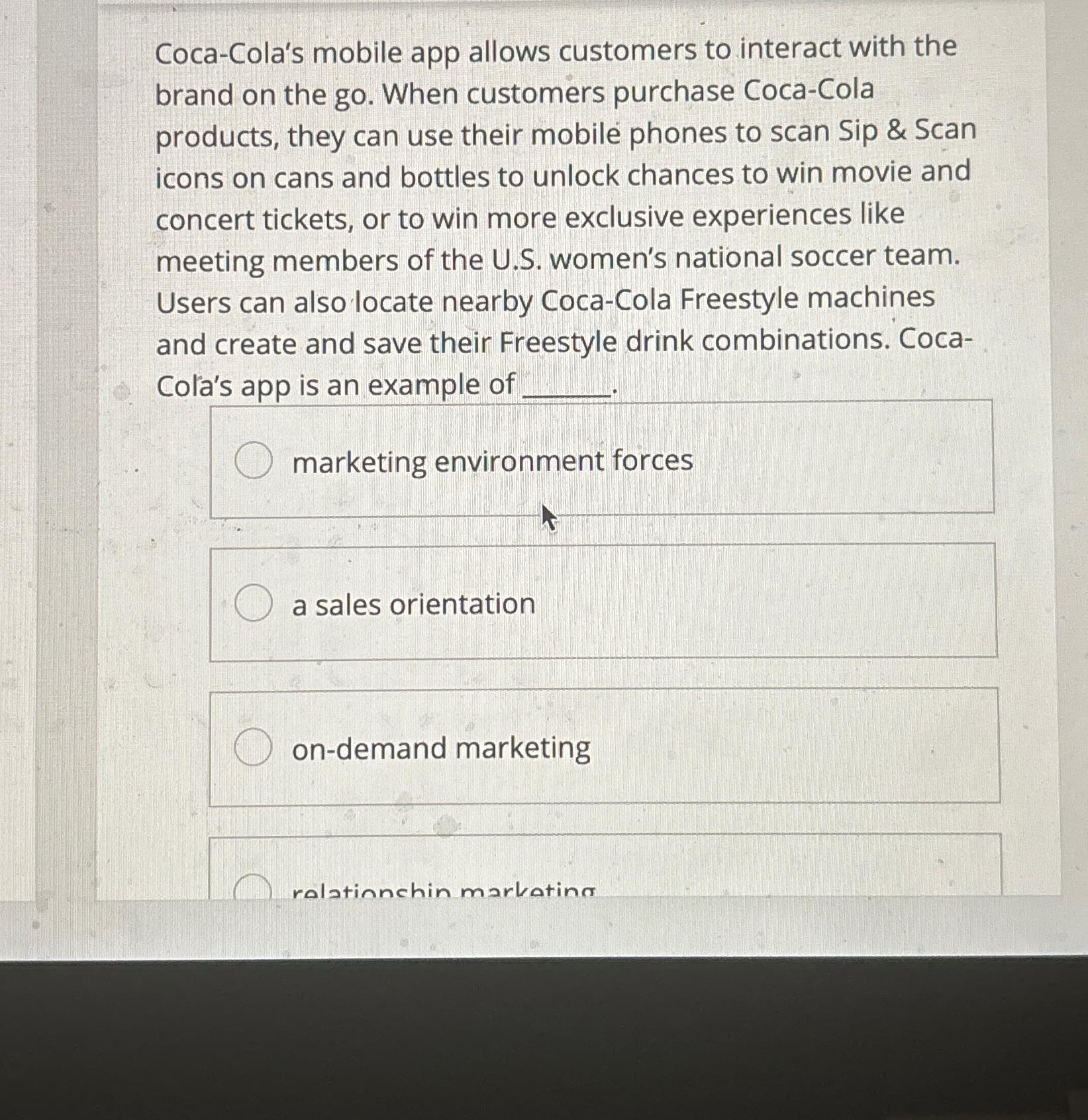  Coca-Cola's mobile app allows customers to interact with the brand on