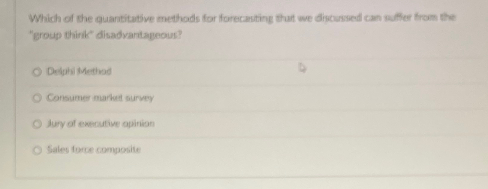  Which of the quantitative methods for forecasting thut we discussed can