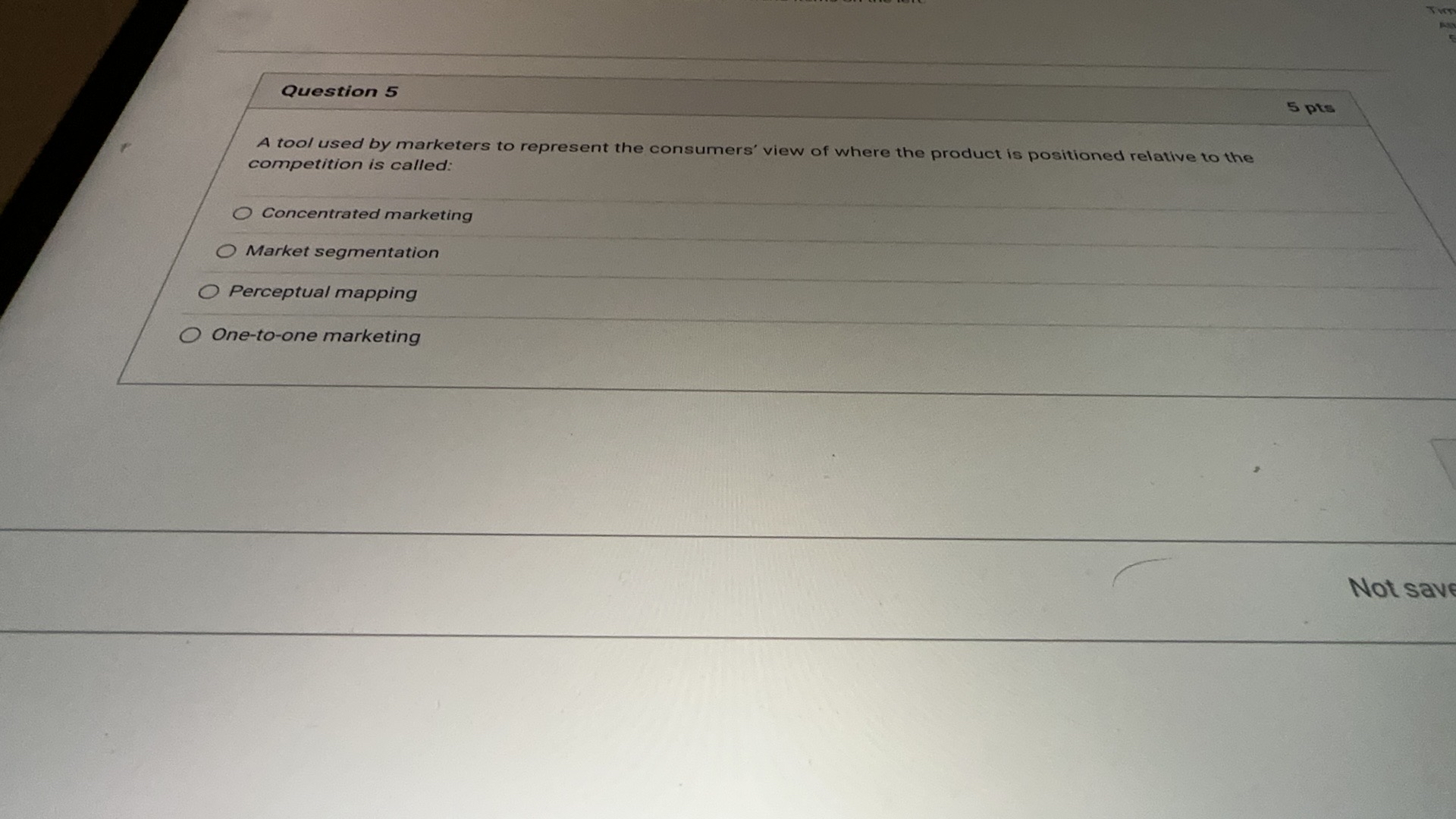  Question 5 A tool used by marketers to represent the consumers'