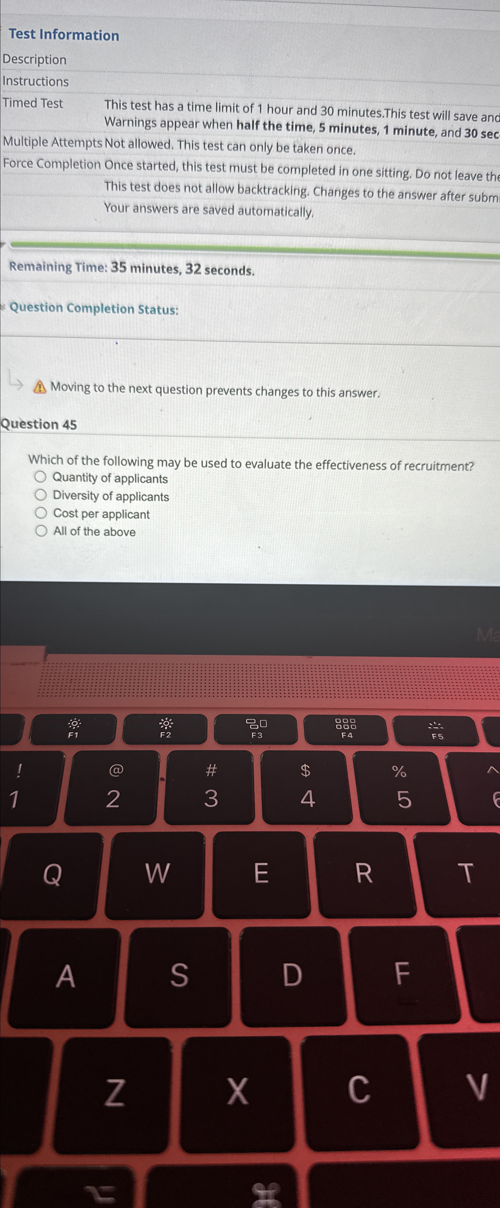  Test Information Description Instructions Timed Test This test has a time