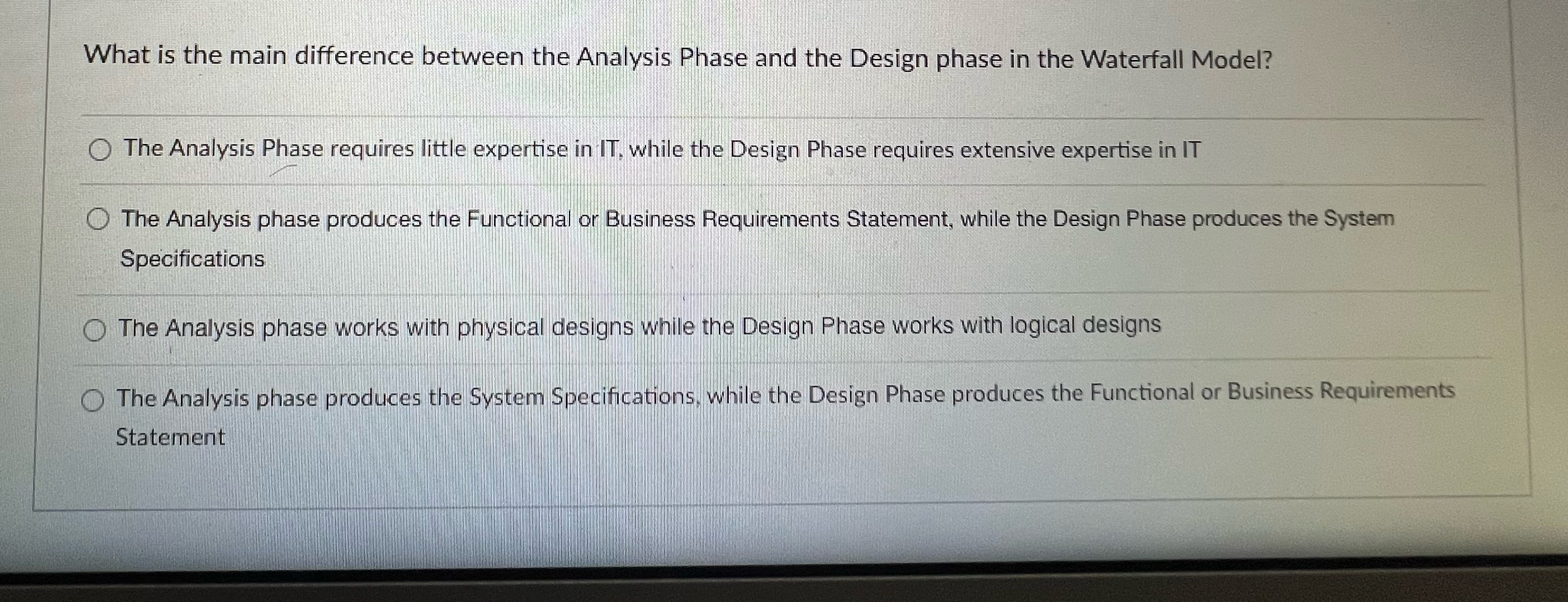  What is the main difference between the Analysis Phase and the