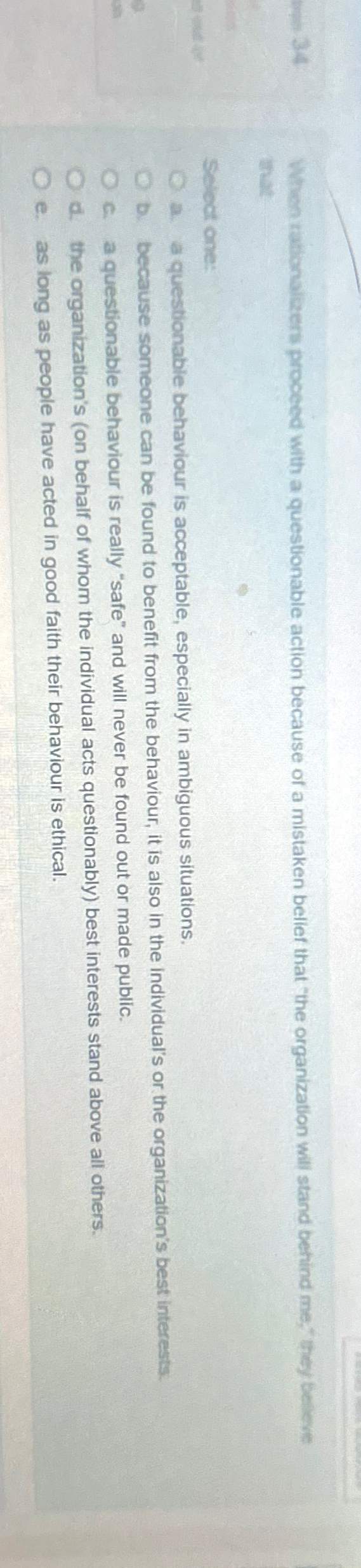  When rabonalzers proceed with a questionable action because of a mistaken