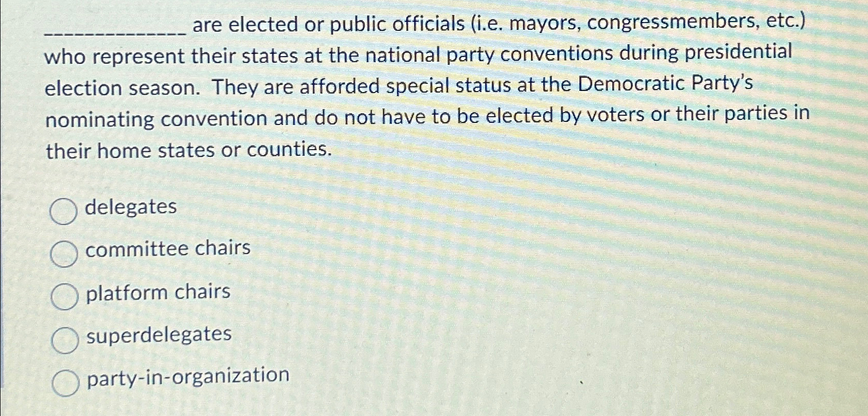  are elected or public officials (i.e. mayors, congressmembers, etc.) who represent