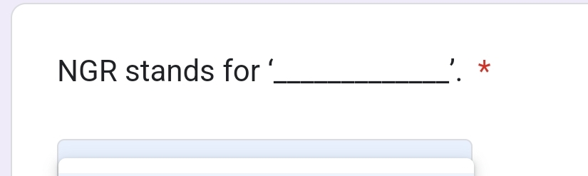  NGR stands for 'q,'.* 