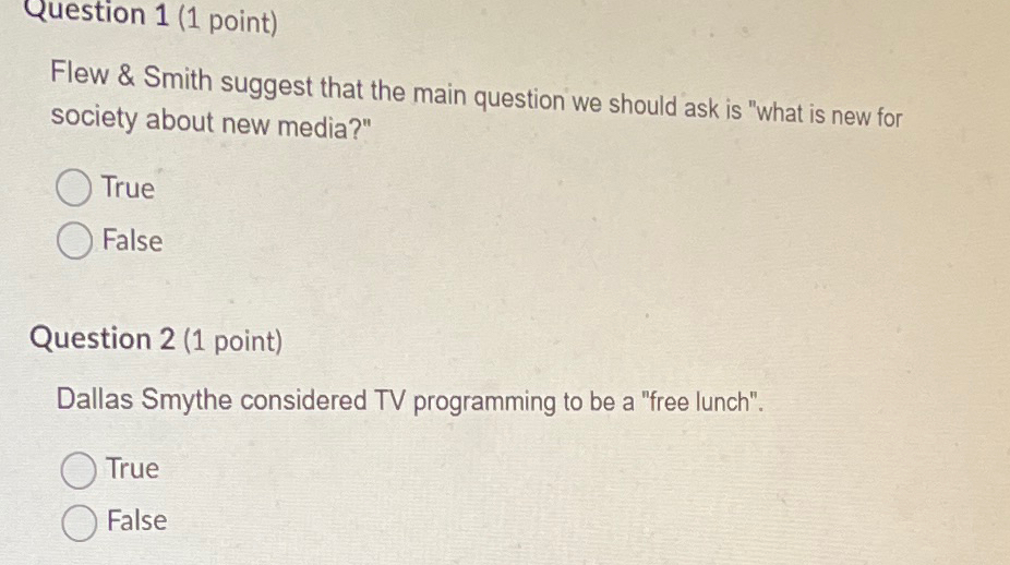  Question 1(1 point) Flew & Smith suggest that the main question