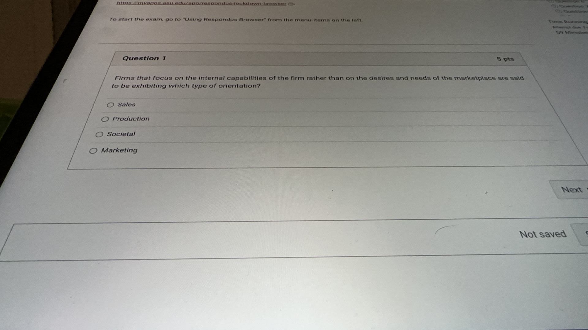  To start the exam, go to "Using Respondus Browser" from the