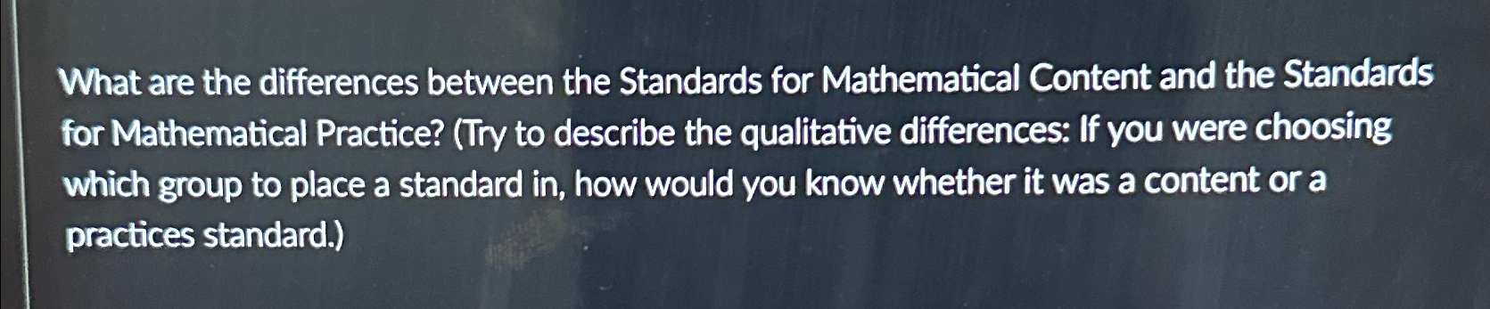  What are the differences between the Standards for Mathematical Content and