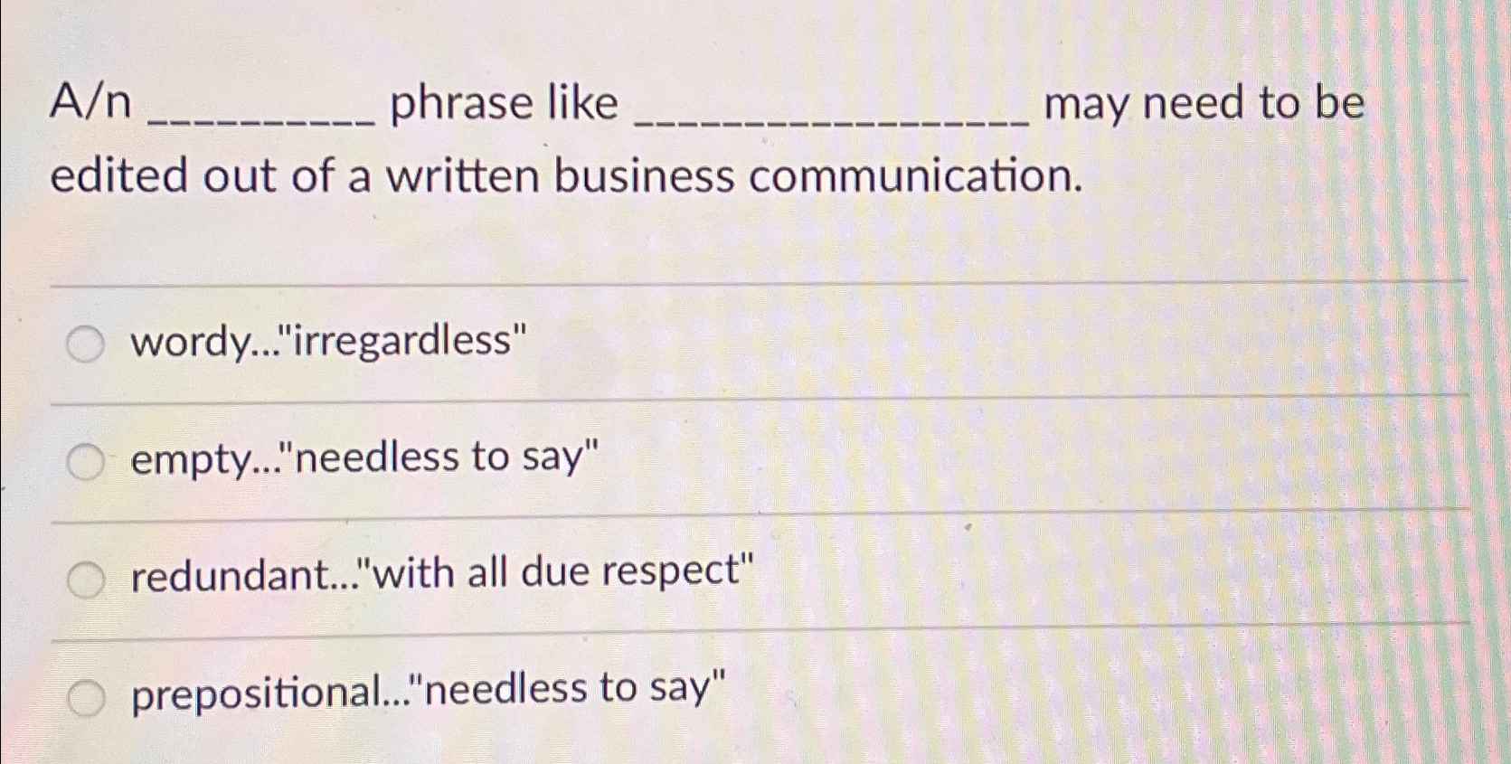  A/n phrase like. may need to be edited out of a