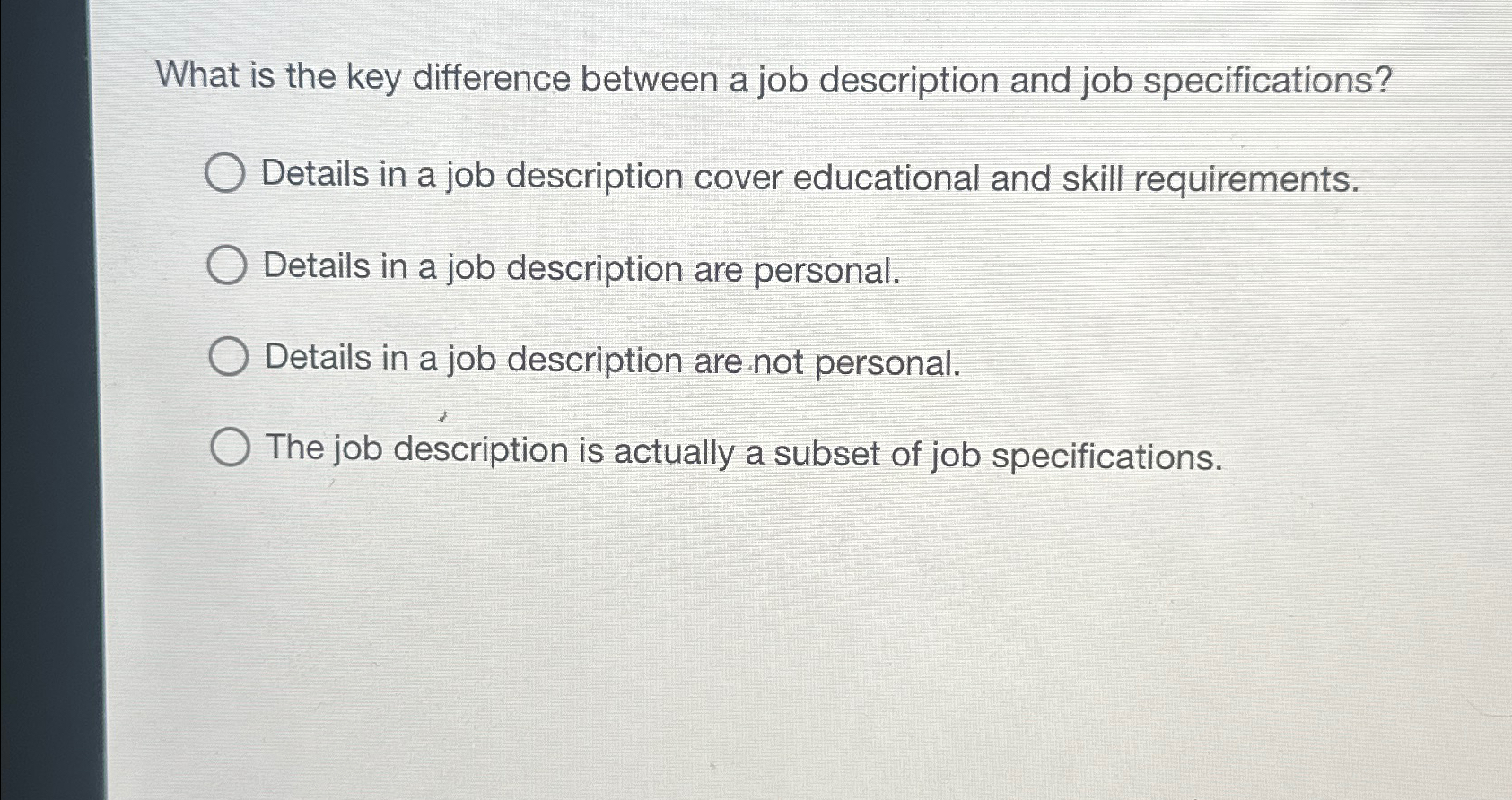  What is the key difference between a job description and job